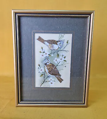 Vintage Cash's  Framed Silk Woven Picture  Crested Tits  • £12.90