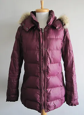 Small XS Wine Victoria's Secret Puffer Winter Coat With Removable Faux Fur Hood • $59.99