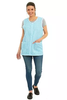 Ladies Elaine Check Checked Tabard Cleaning Work Overall Apron (lot) All Sizes • £9.99