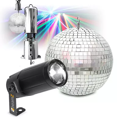 Battery Powered Glitter Mirror Ball 8  Spot Light Wedding Disco PS6WB & G007NWS • £64.99