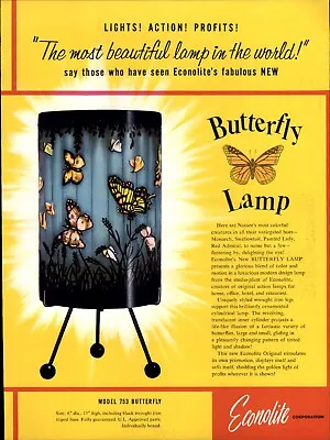 1955 PAPER AD 2 Sided Econolite Action Butterfly Fish Lamp Aquarium COLOR • $29.99