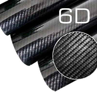 1.5M X 10M Gloss 6D Carbon Fibre Black Car Vinyl Wrap Air Release Decal Sticker  • $199