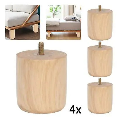 4x Wooden Sofa Legs Replacement Tapered Feet For Stool Bed Chair TURNED WOOD • £6.99