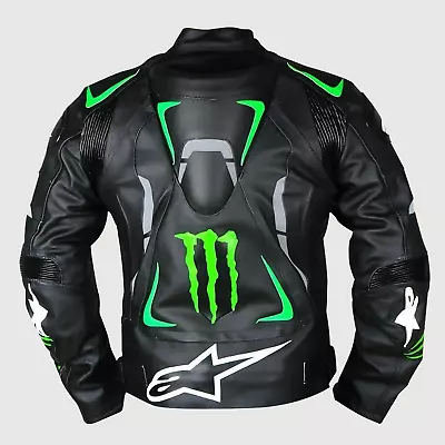 Kawasaki Ninja Monster Men's Cowhide Leather Motorcycle Racing Biker Jacket • $139