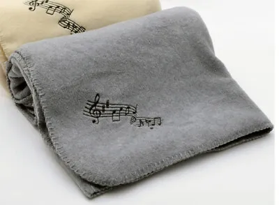 Fleece Blanket - Music Notes Throw 50  X 60  - Gray With Black Musical Notes • $12.95