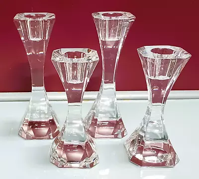 Villeroy & Boch Crystal Candle Stick Holders Taper Clear Glass Set Of 4 • $29.95