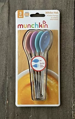 Munchkin White Hot 4 Safety Spoons BPA-Free With Stainless Steel Handle • $9