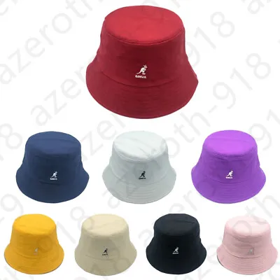 Kangol Washed Bucket Hat Casual Fashion Men Women Cotton Flat Top Hats Headwear • $9.99