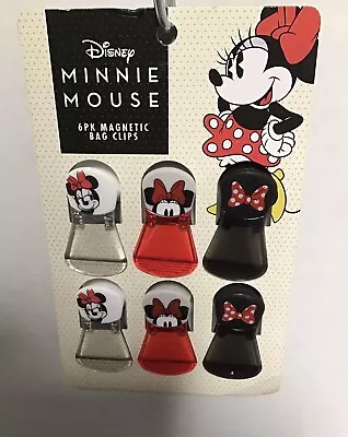 Disney Parks Minnie Mouse 6 Pack Magnetic Bag Chip Clips New • $11.19