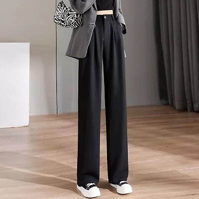 Lady Summer Pants High Waist Office Wear Baggy Korean Elastic Waist Women • $29.50