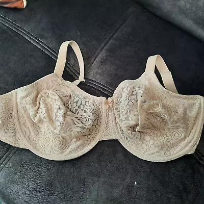 Beige Halo Lace Wacoal Bra Underwire 851205 Full Coverage 40DDD • $10.50