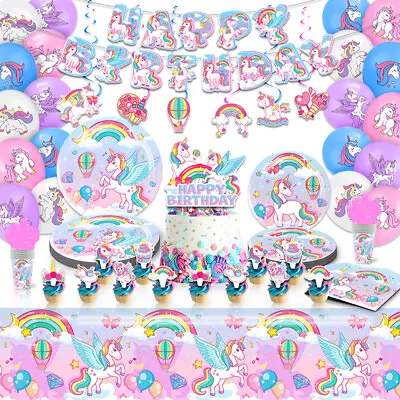 Unicorn Theme Tableware Party Supplies Plates Napkins Girls Birthday Decoration • $8.99