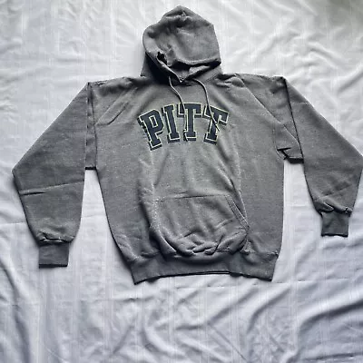 Vintage University Of Pittsburgh Hoodie Men XL Thick Weave Sweatshirt Gray USA • $34