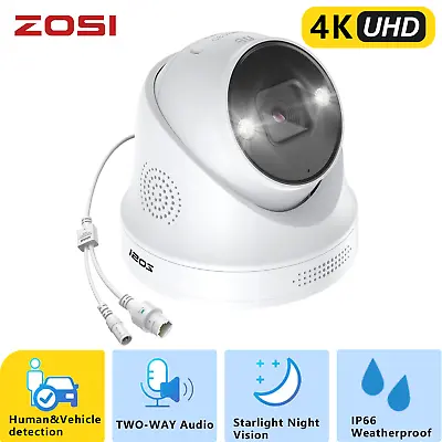 ZOSI C2258 4K CCTV PoE IP Camera Two-Way Audio ColourVu For Home Security System • £69.99