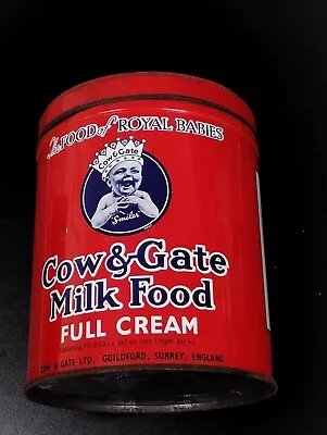 Vintage 1960s Cow & Gate Baby Milk Formula Tin With Smiler Baby • £7.99