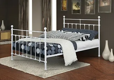 White Metal Bed Frame New 3ft 4ft 4ft6 5ft Double King Size Memory Foam Mattress • £128.35