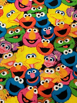 Sesame Street Packed Characters By Qt Kids Cartoon Elmo Cotton Fabric Half Yd • $5.85