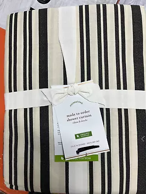 Pottery Barn Antique Stripe Shower Curtain  72  Ivory And Charcoal Gray • $25