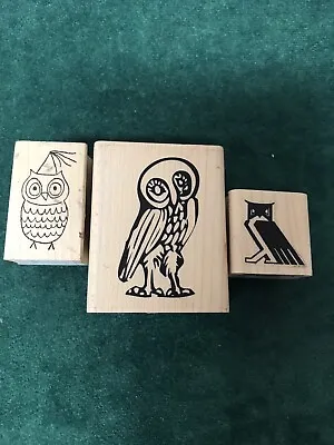 3 Rubber Stamp Owls Viva Las Vegas Up Town & Savvy Stamps Used • $5