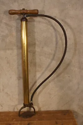 Antique Brass Wood Hand Tire Air Pump Model T Bicycle Very Nice Jeep Willy • $60