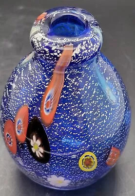 Robert William Art Glass Bud Vase Millefiori Silver. Perfect Cond! No Sticker. • $18.95