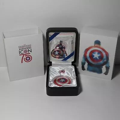 2016 Fiji $2 - Marvel Captain America Shield - 2 Oz .999 Silver • $365