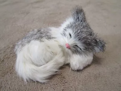 Vintage Realistic Sleeping Cat Kitten Lifelike Made With Real Rabbit Fur 4  • $16.99