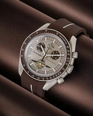 £29.99 • Buy ***TOP*** Watch Strap For Omega X Swatch MoonSwatch - Saturn Brown W. White Line