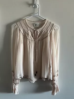 Aje Blouse Top Sheer Pale Pink Nude Size 4 Like New Perfect Condition • $50