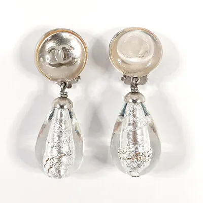 CHANEL Earring Round COCO Mark Teardrop Swing Metal Women Jewelry Accessories • £314.46