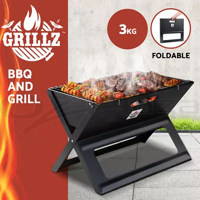 Grillz BBQ Grill Charcoal Smoker Outdoor Portable Camping Folding Steel Barbecue • $31.95