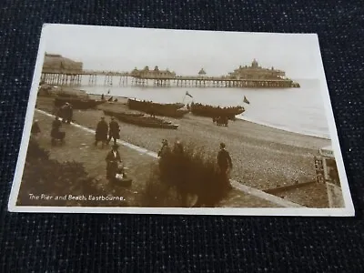 The Pier And Beach Eastbourne Postcard  82606 • £1.50