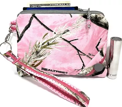 Realtree-Pink-Camo-Handmade-Money-Coin-ID-Credit Card-Wristlet-Purse-Pouch • $5.36