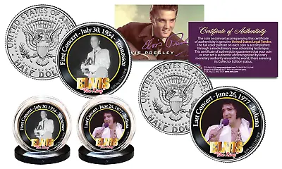 ELVIS PRESLEY First/Last Concert JFK Half Dollar 2-Coin Set OFFICIALLY LICENSED • $14.95