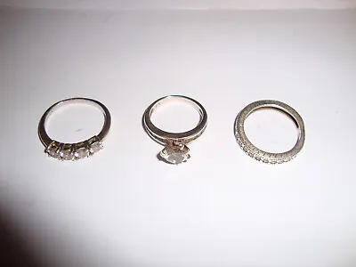 Ladies Sterling Silver Rings X3 Sizes L - R 1/2 • £21.99