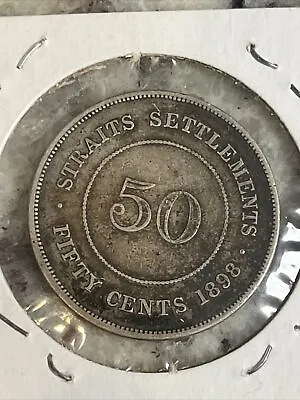 1898 Straits Settlement 50 Cent Piece Nice Coin Km13 Rare Key Date • $444.44