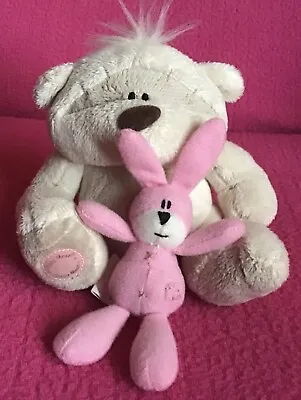 £9.99 • Buy Fizzy Moon Bear With Pink Bunny Rabbit Soft Plush Toy Small 3.5” Paper Island