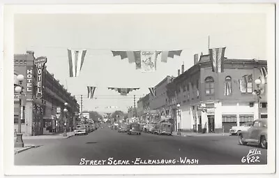 1940's Ellensburg Washington - Downtown Street SignsAutos - Vintage Postcard • $9.99