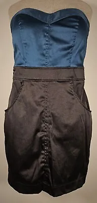 Xai Womens Short Dress Size M Blue Black Sleeveless Bodycon Sweetheart Neck  • $18.81
