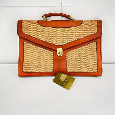 Ralph Herbert Atelieir Collection Orange Leather Briefcase Document Case Bag • $159.95