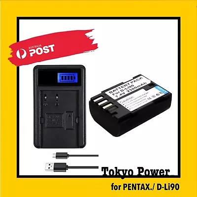 2.3A Battery +Charger For D-Li90 DLi90 Pentax K3 K-3 II K5 K-5 II K-5 IIs Camera • $39.90