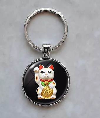 Maneki Neko Cat Kitty Beckoning Cat Luck Charm Japanese Culture Keychain • $14