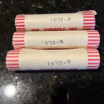3 Rolls OF 1972- S LINCOLN CENT OBW UNCIRCULATED • $30