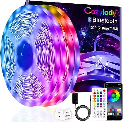 Bluetooth LED Strip Lights 30M Cozylady 100Ft LED RGB LED Light Strips Music Sy • $33.99