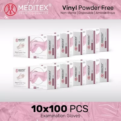 1000 Meditex Clear Vinyl Disposable Exam Gloves Powder Free 4mil Medium Size • $38.99