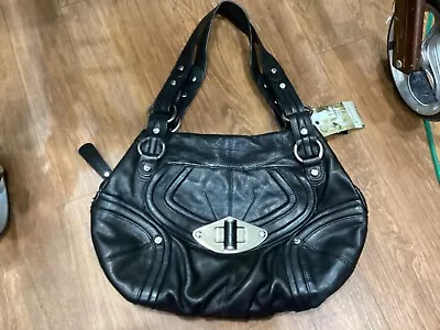 B Makowsky Black Leather Double Handled Handbag W/Latch & Magnetic Closure NWT • $65