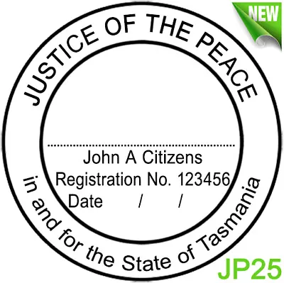 JP25 40mm Round JUSTICE OF THE PEACE TAS Custom Flash Stamp Self Inking Refillab • $23.30