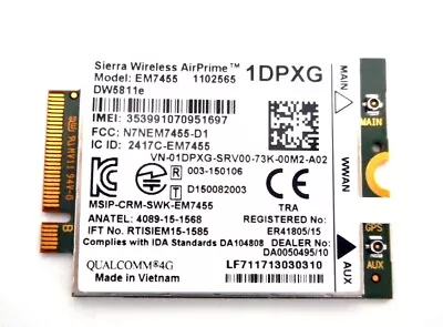 New Dell Wireless DW5811e M.2 Mobile Broadband 4G LTE WWAN Card 1DPXG EM7455 • $11.99