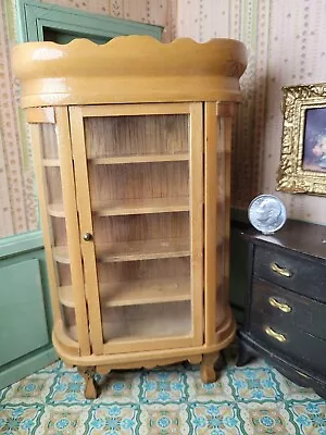 Vintage Dollhouse Miniature Oak Wood Curio Display Cabinet  • $9.99