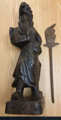 £35 • Buy Vintage Carved Wooden Samurai Warrior With Staff 31 Cm